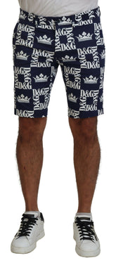 Dolce & Gabbana Blue Logo Print Cotton Chinos Shorts -   -  Dolce & Gabbana.